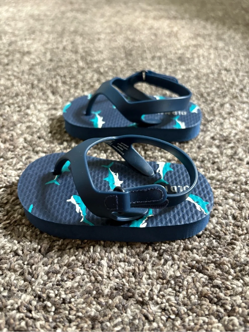 Old Navy Navy and Teal Shark Print Kids Sandals